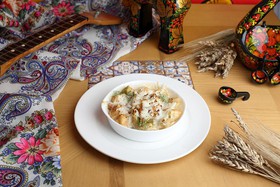 Пельмени, запечённые с грибами в соусе - Фото