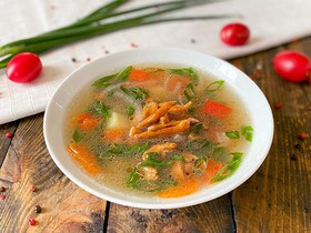 Овощной суп с курицей терияки - Фото