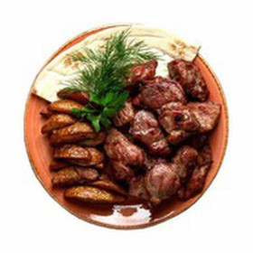 Шашлык из свинины + картофельные дольки - Фото