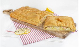 Пирог с семгой и картофелем (слоеный) - Фото