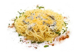 Спагетти с сыром и грибами - Фото