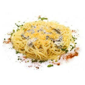 Спагетти с сыром и грибами - Фото