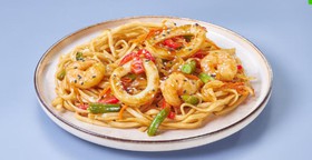 Удон с морепродуктами терияки - Фото