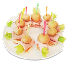 Канапе с ветчиной и шампиньонами - Фото