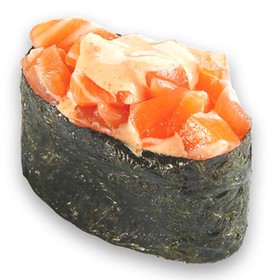 Гункан спайси с копченым лососем - Фото