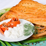 Пирог с горбушей и рисом (слоеный) Фото