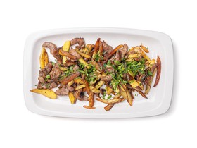 Картофель жареный с мясом и грибами - Фото
