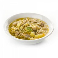 Суп с грибами,куриным филе и лапшой Фото