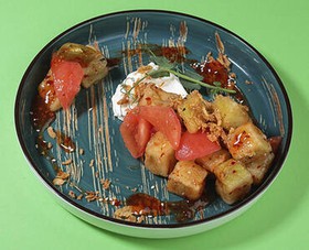Баклажан фри с томатами и сыром - Фото