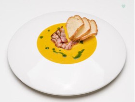 Орехово-тыквенный крем суп с беконом - Фото