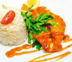 Стейк из лосося с рисом - Фото