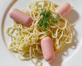 Сосиски мини со спагетти - Фото