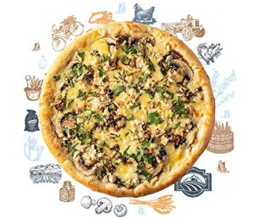 Лоранская пицца с курицей и шампиньонами - Фото