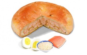 Пирог с лососем рисом и яйцом - Фото