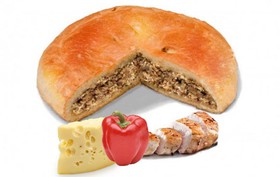 Пирог с курицей, сыром и перцем - Фото