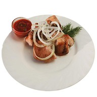 Шашлык из курицы с соусом и луком Фото