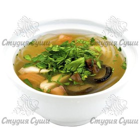 Куриный суп со стеклянной лапшой,шиитаке - Фото