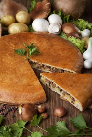 Пирог с грибами и картофельным пюре - Фото