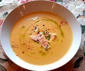 Суп-пюре овощной с сёмгой - Фото
