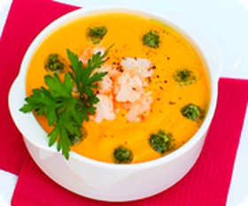Тыквенный суп-пюре с креветками - Фото