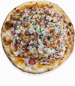 Пицца с копчёной курицей,беконом круглая - Фото