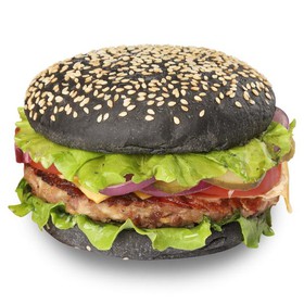 Гамбургер с черной булочкой - Фото