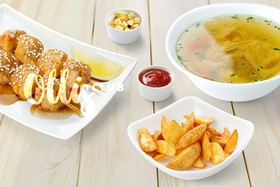 Шашлычки, куриный суп, картофель - Фото