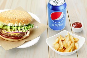 Гамбургер, фри, пепси 0,33 - Фото