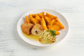 Котлета по-киевски с картофелем по-дерев - Фото