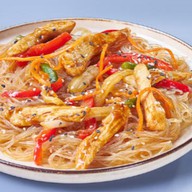 Фунчоза с курицей терияки и овощами Фото