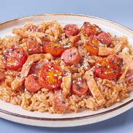 Рис с мясом барбекю и беконом Фото