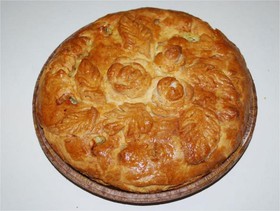 Пирог семга, картофель, лук (песочный) - Фото