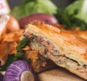 Пирог с семгой и картофелем - Фото