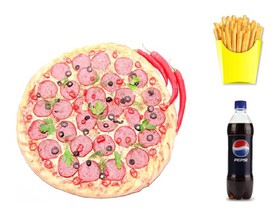 Пицца + картофель фри + пепси - Фото