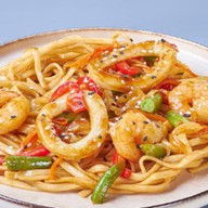 Вок с морепродуктами терияки Фото