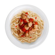 Пшеничная лапша с овощами и свининой Фото