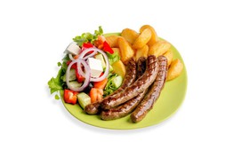 Тарелка с колбасками из говядины - Фото