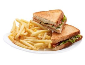 Сэндвич с курицей и беконом + фри - Фото