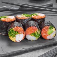 Сашими ролл с лососем и креветкой Фото